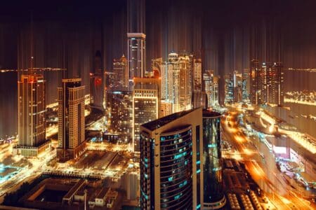 Doha,,qatar, ,march,24,,2025:,doha,skyline,west,bay
