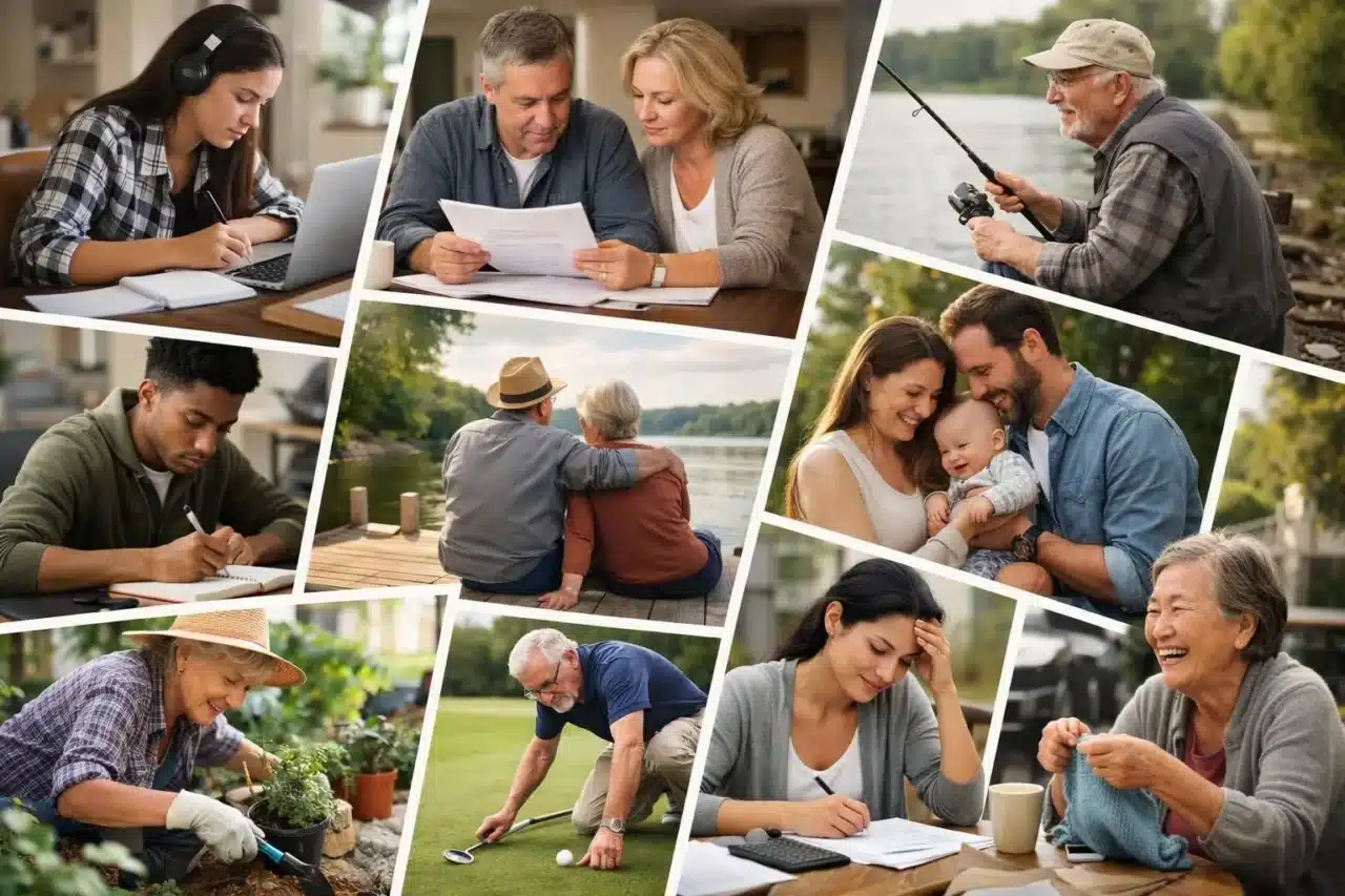 Collage photo diversifié: réforme des retraites explication, impact sur l'avenir de toutes les générations.