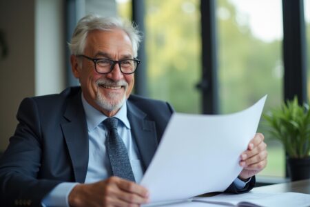 "Un conseiller financier analyse les documents de retraite pour optimisation fiscale"