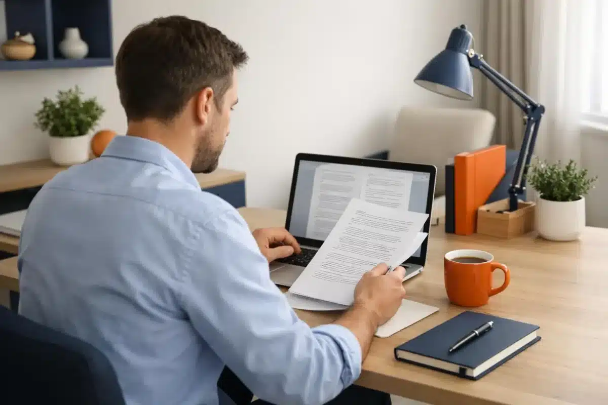 Homme d'affaires travaillant sur son ordinateur portable dans son bureau.