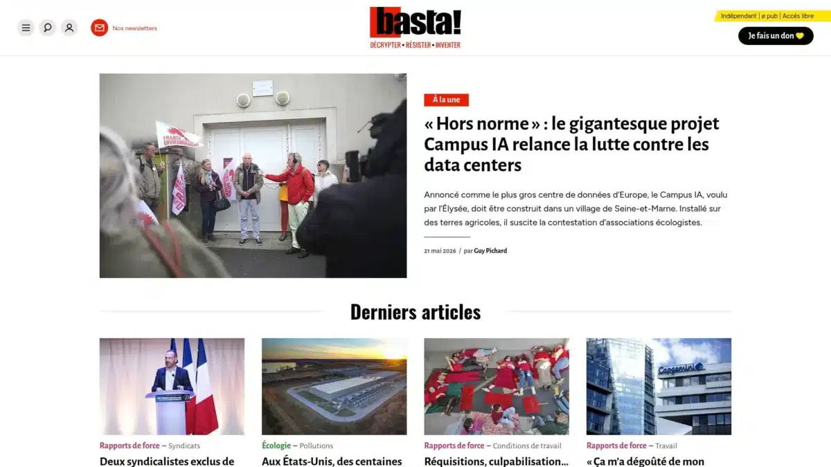 Manifestation contre un projet de centre de données géant.