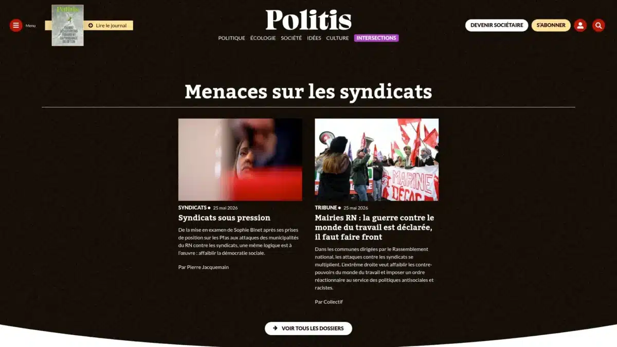 Deux articles de presse sur les menaces pesant sur les syndicats en France.