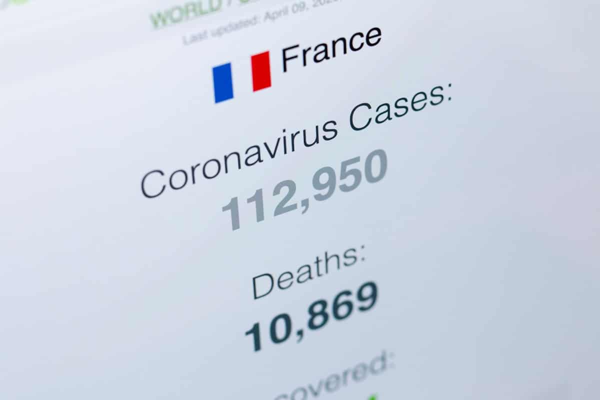 Statistiques des cas de coronavirus en France.